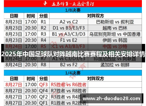 2025年中国足球队对阵越南比赛赛程及相关安排详情